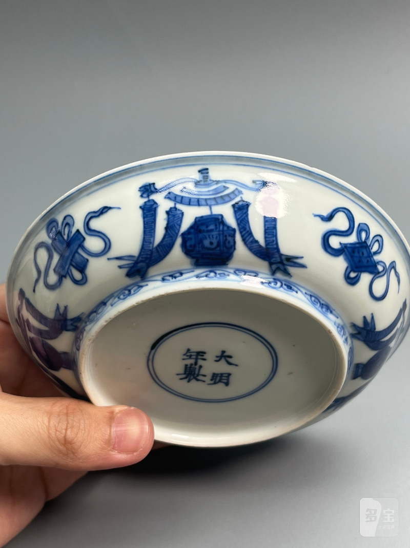 明万历  青花“胡人献宝”图盘 - 图6